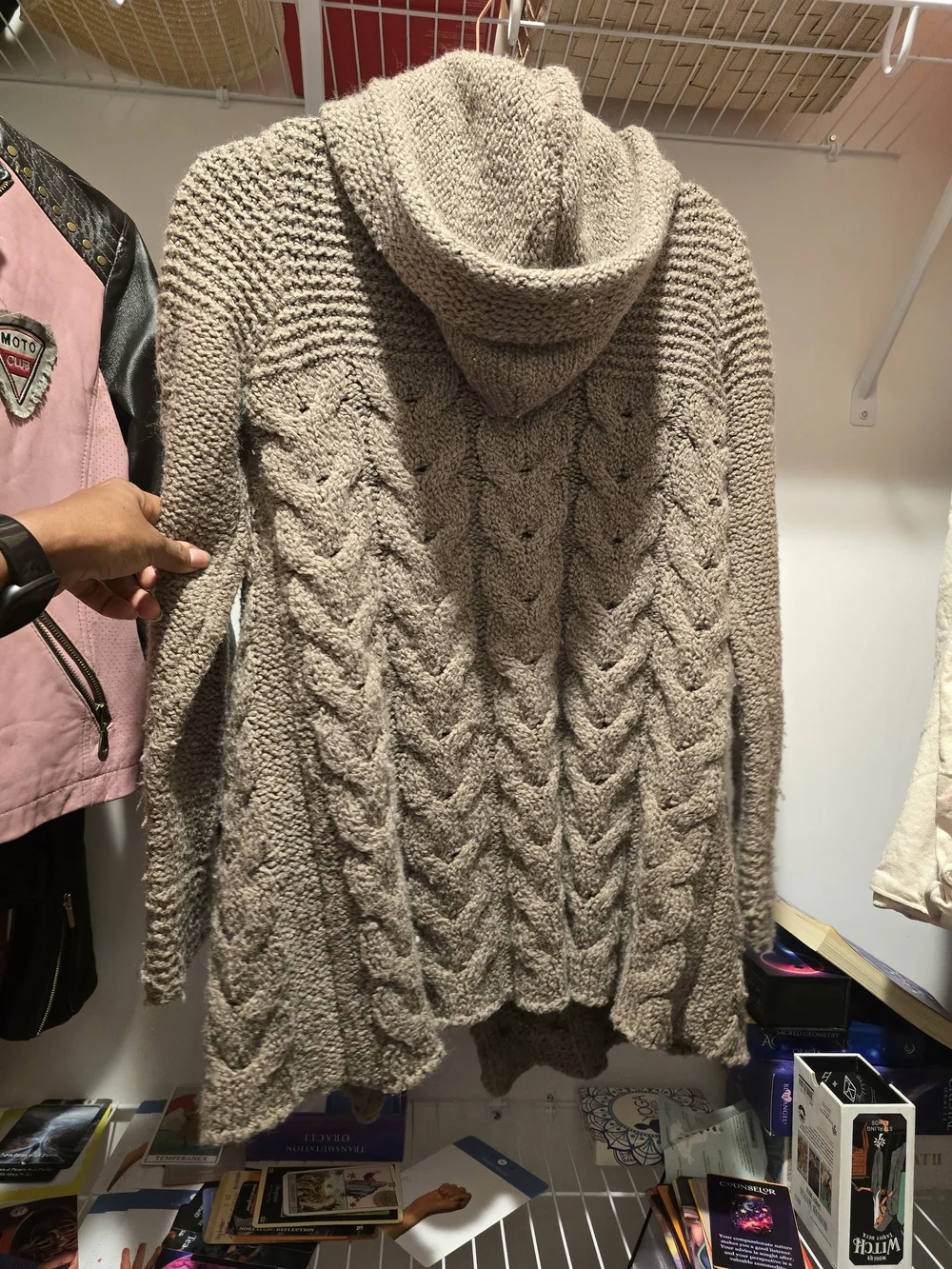 vintage Y2K BCBG Max Azria chunBeige Chunky Cable Knit Button-Front Sweater Coat
